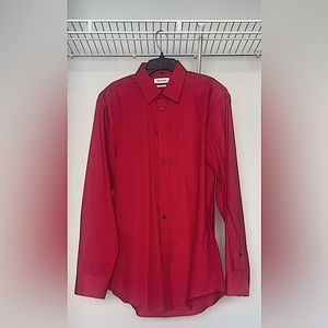 Calvin Klein Extreme Slim Fit Red Long Sleeve Button Down